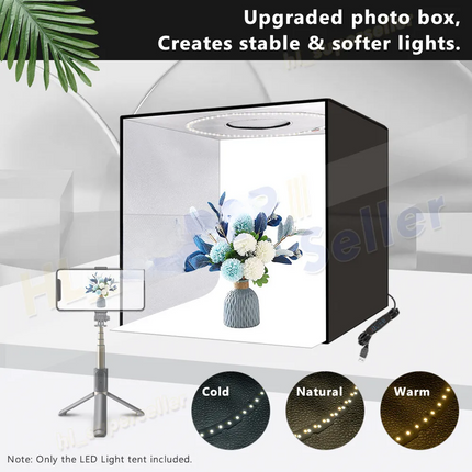 Photo Box 40CM LED Light Tent 144LED Cube Soft Box Room Bar Portable Studio