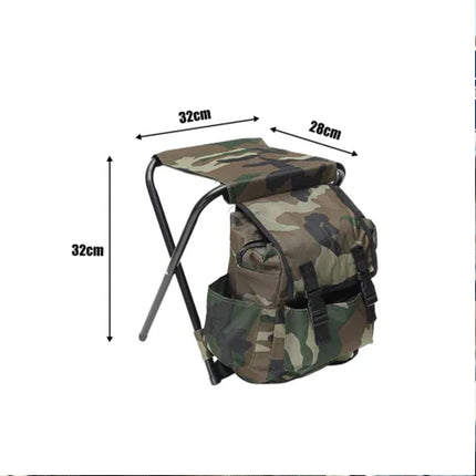 2 in 1 Folding Fishing Chair Bag Fishing Backpack Chair Stool Wear-resistant