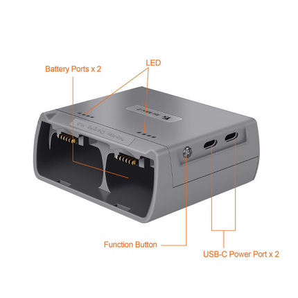 Two Way Charging Hub Drone Battery USB Charger For DJI Mini 2 / Mini SE Grrey