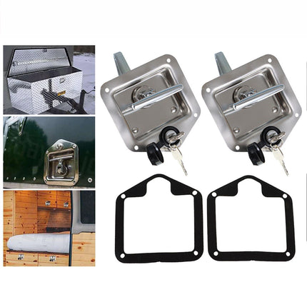 2X T Handle Locks Tool Box Stainless Steel & Keys Tool Box Camper Trailer UTE