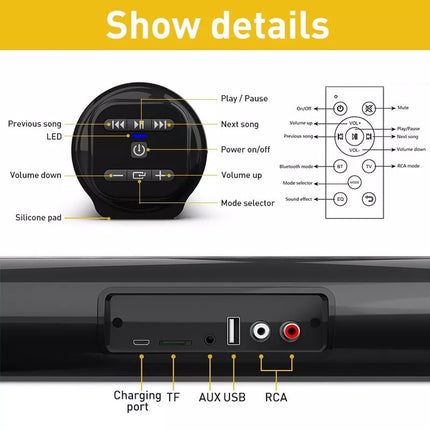Bluetooth 5.0 Sound Bar TV Soundbar Wired Wireless Home Theater Surround Sound