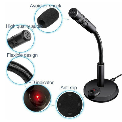 Desktop Mini USB Stand Microphone Mic For Desktop Laptop PC Computer