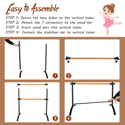 1.25M Portable Ballet Barre Freestanding Adjustable Dancing&Stretching Dance Bar