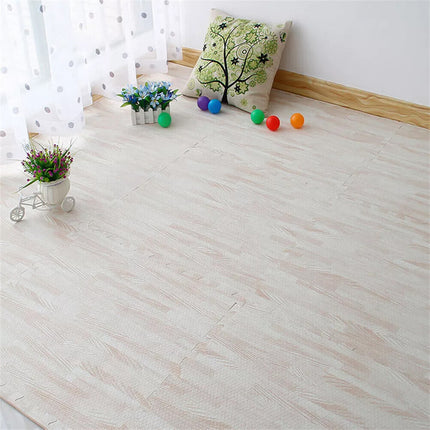24x Eva Foam Mat Jigsaw Gym Floor Tiles Kids Soft Play Classic Interlocking White Grain
