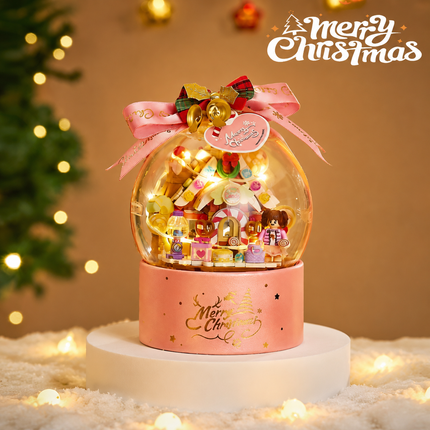LED Christmas Candy House Snow Globe Crystal Ball Building Set Gift Kids Adults