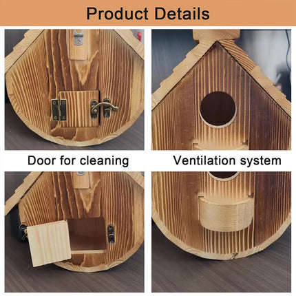 Rustic Wooden Birdhouse for Outdoor Gardens Durable Weather-Resistant Design