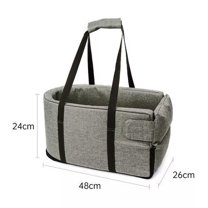 Comfortable Car Pet Seat Auto Center Console Dog Cat Pad Removable Pet Carrier Grey