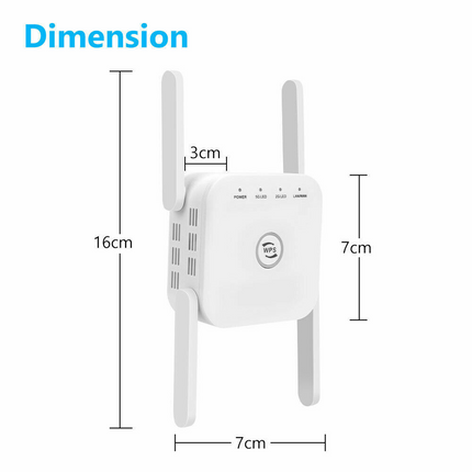 1200Mbps Dual Band Wireless WiFi Extender Repeater Router Range Signal Booster Black