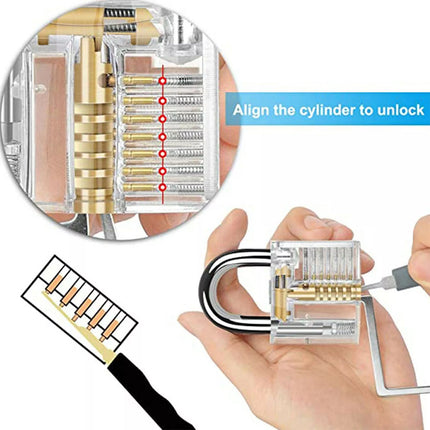 27 pcs Practice Lock Transparent Padlocks Unlocking Tool Pick Tool Set
