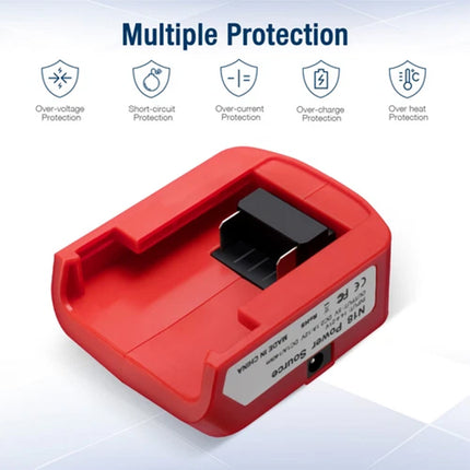Dual USB Port Phone Charger Adapter Li-ion Battery For Milwaukee 18V/20V Battery