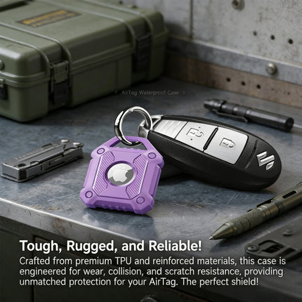 Purple Apple AirTag Protective Case Waterproof TPU Cover Air Tag Tracker Loop Holder