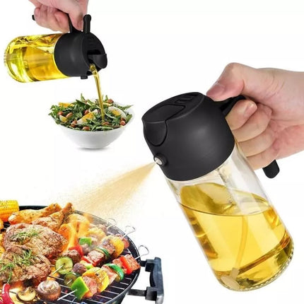 470ml Oil Sprayer & Dispenser – 2-in-1 Glass Bottle Cooking BBQ