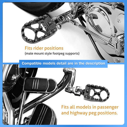 2Pcs Wide Fat Foot Pegs MX Style Footpegs Fit for Harley Dyna Sportster Bobber