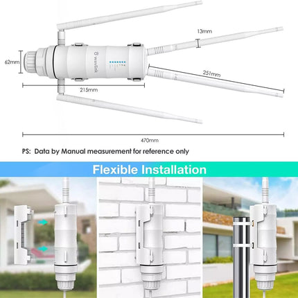 Aerial HD4 AC1200 Dual Band Long Range Outdoor WiFi Extender WiFi Router