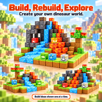 80 Pcs 3D Building Blocks Dinosaur Lava World Toy Creative Cube Christmas Gift