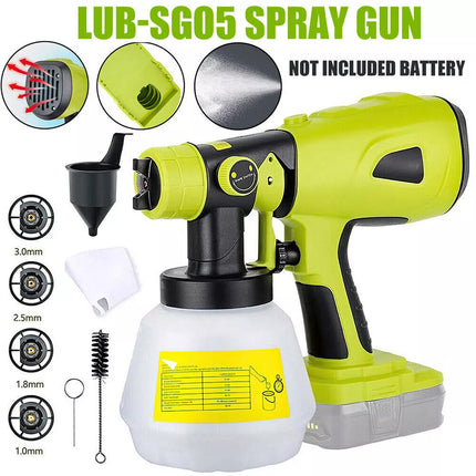 Cordless High Pressure Spray Gun Paint Sprayer For Ryobi 18V Battery
