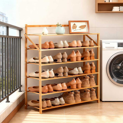 6 Tiers Bamboo Fordable Shoes Rack Cabinet Storage Shoe Shelf 90cm