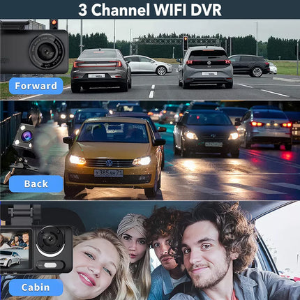 1080P Car Dash Camera DVR Video Recorder Front/Inside/Rear Three Cam G-sensor