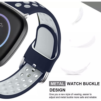 Blue & Grey For Fitbit Versa 4 3 Sense 2 Watch Strap Replacement Silicone Wrist Band Bands