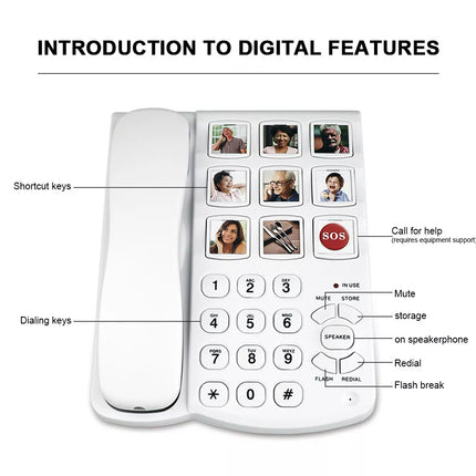 Corded Telephone 9 Piction Amplified Picture Landline Phone for Seniors Elderly
