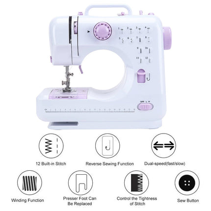 Mini Sewing Machine 12 Stitch Electric Foot Pedal 2-Speed for DIY and Repairs
