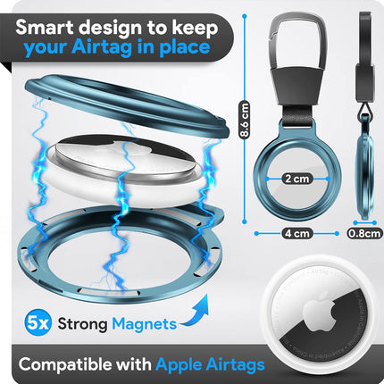 For Apple AirTag Heavy Duty Metal Case Air Tag Shell Shockproof Cover Blue