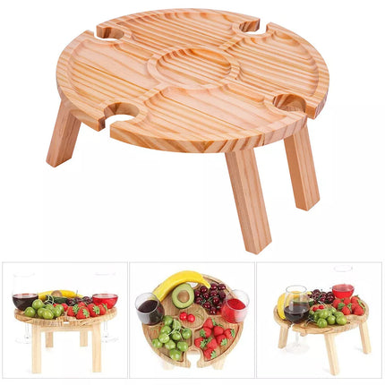 Folding Wine Rack Table Fruit Platter Storage Table Lap Tray Desk Outdoor Picnic