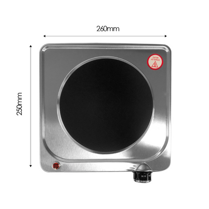 1500W Portable Hotplate Electric Cooktop Single Stainless Steel