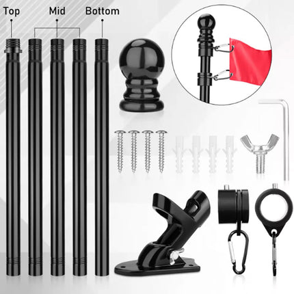 1.8M Flag Pole Kit for House Stainless Steel Flag Pole Holder Outdoor Wall Mount