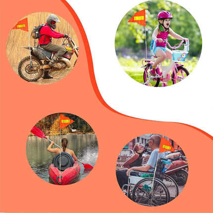 Bike Safety Flag With Yellow Reflective Strip For Bicycle Scooter Use