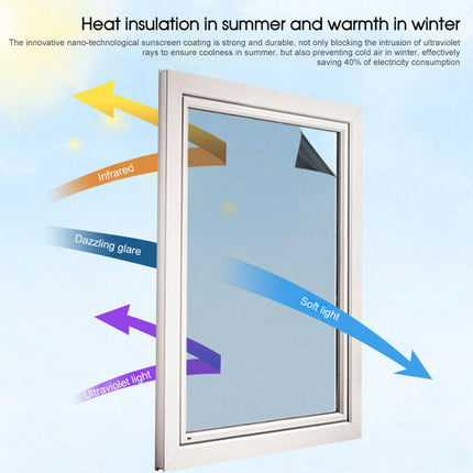 Home Tinting One Way House Window Tint Film Mirror Glass Block Heat/UV Control 80cm x 5m