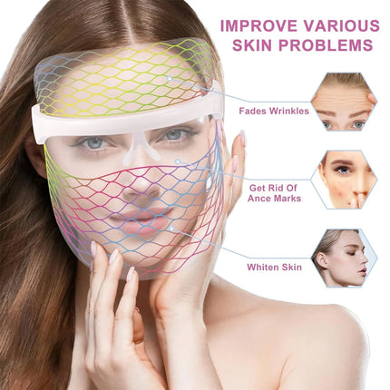 7 Color LED Light Photon Face Neck Mask Rejuvenation Skin Facial Therapy Wrinkle