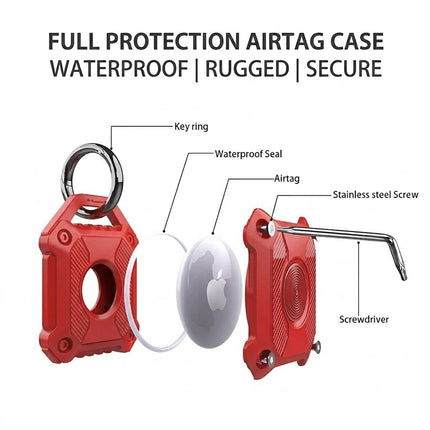 Red Apple AirTag Protective Case Waterproof TPU Cover Air Tag Tracker Loop Holder