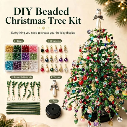 DIY Beaded Christmas Tree Kit Handmade Holiday Decor Colorful Beads Light-Up Xmas Tree Gift