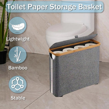 Toilet Paper Holder Bathroom Organizer with Lid Paper Storage Basket Collapsible
