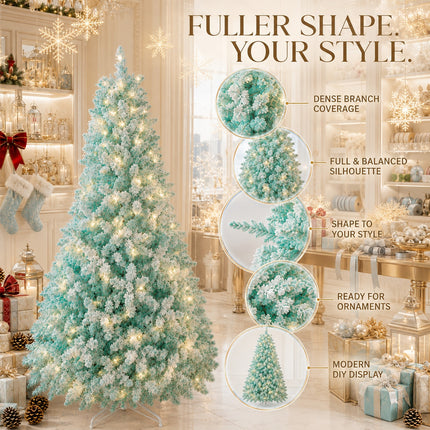 210cm Ice Blue Artificial Christmas Tree 350 LEDs Lighted Spruce Indoor Modern Decor PET