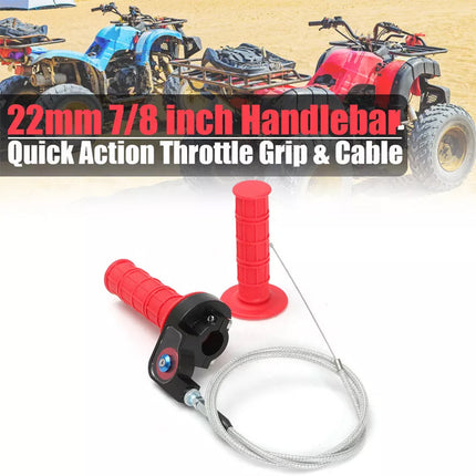 22mm 7/8'' Throttle Twist Grip & Cable Kit For 50-250CC ATV Quad Pit Dirt Bike