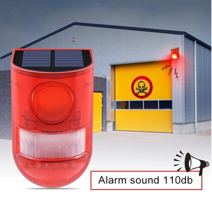 2pcs Solar Motion Sensor Detector Siren Sound Alarm LED Warning Strobe Flashing Light