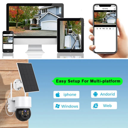 Solar Security IP Camera Battery Powered Wireless CCTV PTZ WiFi Camera