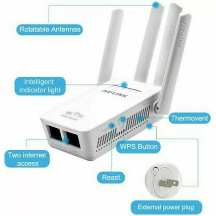 Wireless Amplifier Router Signal Booster 1200Mbps WiFi Range Extender Repeater