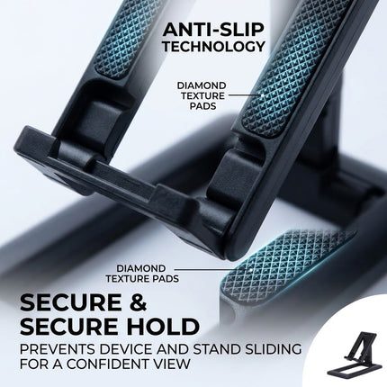 Black Foldable Adjustable Universal Desk Stand Holder For Mobile Phone Tablet Portable