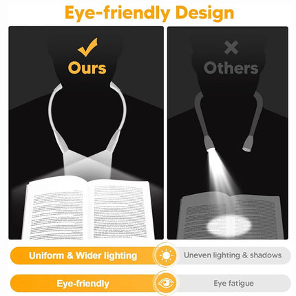 LED Neck Reading Light Flexible USB Rechargeable Hands Free Bed Night Book Lamp