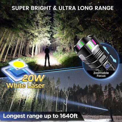 1500000lm LED Flashlight Torch Zoom Light Super Bright Camping Rechargeable Lamp