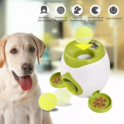 Automatic Dog Tennis Ball Launcher Reward Feeder Interactive Pet Training Game Green