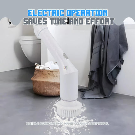 Rechargeable Electric Spin Scrubber - 6 Multi-Function Heads for Bathroom