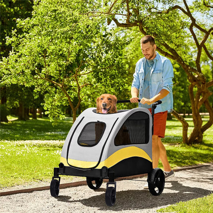 XXL Large Dog Stroller Outdoor Pet Jogger Stroller with Easily Walk in/Out Doors