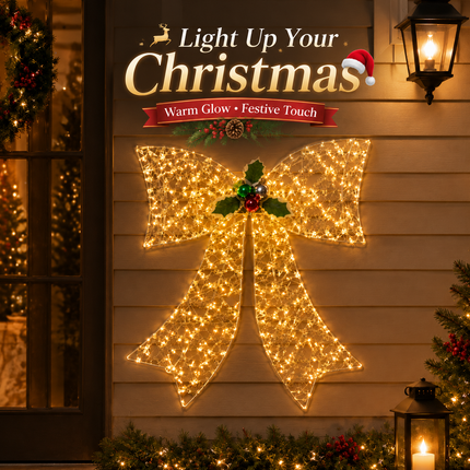 Light Up Your Christmas with a Stunning LED Bow Light – Festive Decoration for Doors, Windows & Outdoor Spaces