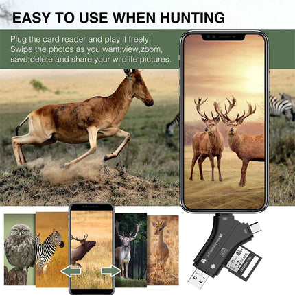 Trail Camera Card Reader Viewer for iPhone iPad Mac & Android, SD & Micro SD