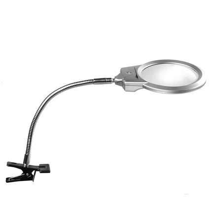 Large Lens Table Desk Magnifier Lamp LED Light Reading Magnifying Glass + Clamp