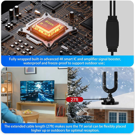 Rewave Antena Rewave TV Antenna Signal Booster Amplified Hd Digital TV Antenna